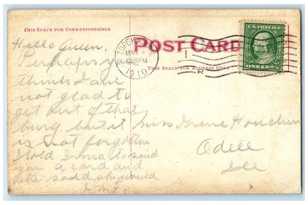 1910 Santa Fe Hospital Exterior Scene Roadside Topeka Kansas KS Posted Postcard