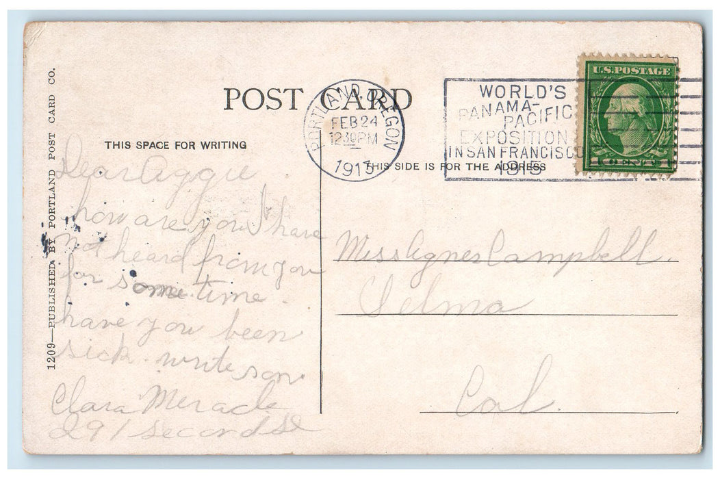 1913 Selling Building Exterior Roadside Portland Oregon OR Posted Cars Postcard