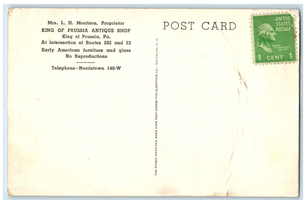 c1940s King Of Prussia Antique Shop Scene King of Prussia PA Unposted Postcard