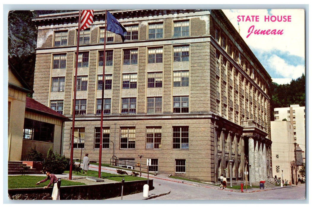 1980 State House Exterior The Capitol Of Juneau Alaska AK Posted Flags Postcard