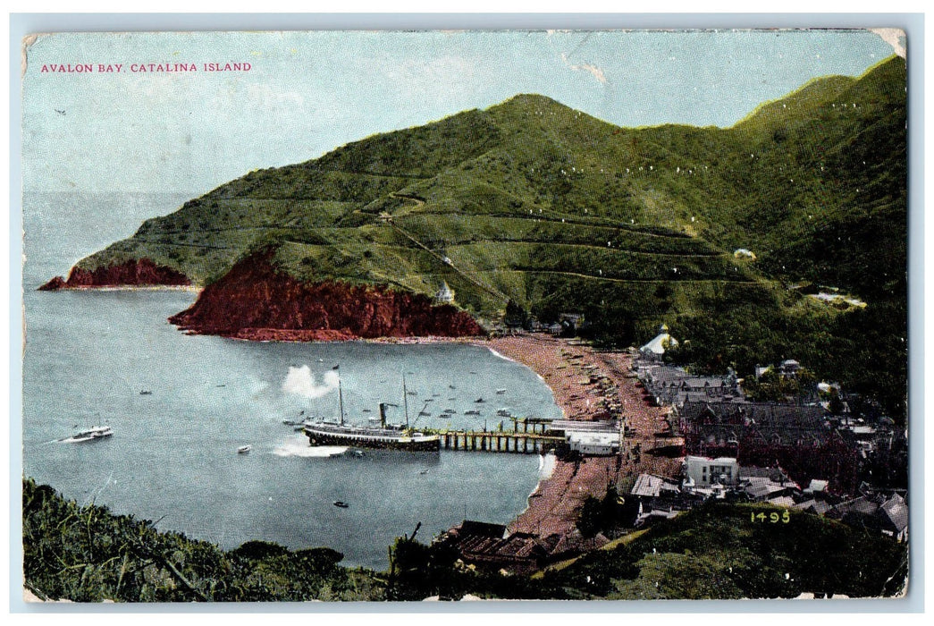 1910 Avalon Bay Steamship Scene Catalina Island California CA Posted Postcard
