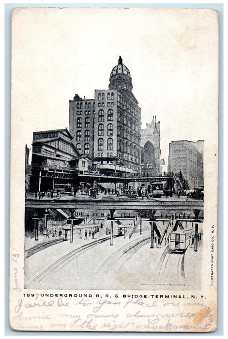 c1905s Underground Railroad And Bridge Terminal New York NY Unposted Postcard