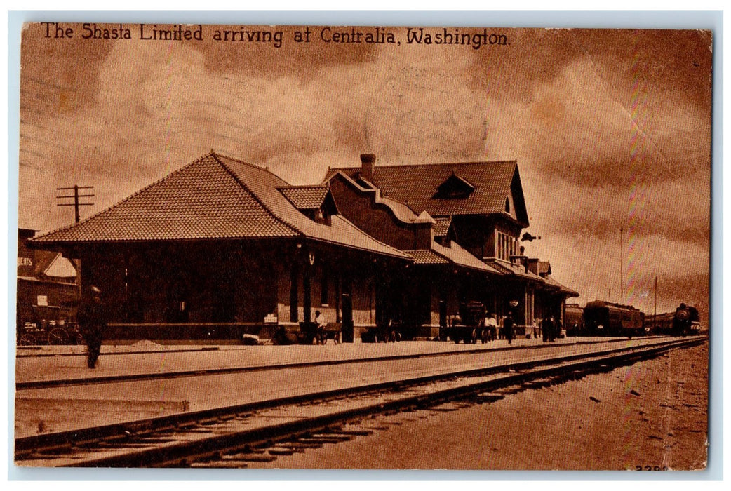 1913 The Shasta Limited Arriving View At Centralia Washington WA Posted Postcard