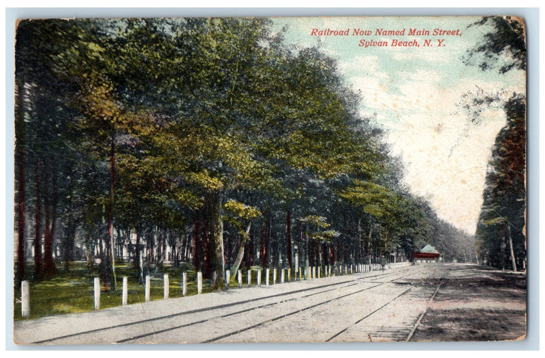 1916 Railroad Now Named Main Street Slyvan Beach New York NY Posted Postcard