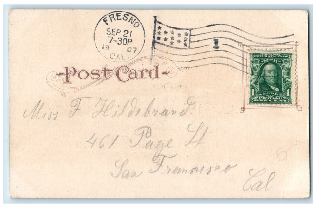 1907 Southern Pacific Railroad Depot Scene Fresno California CA Posted  Postcard