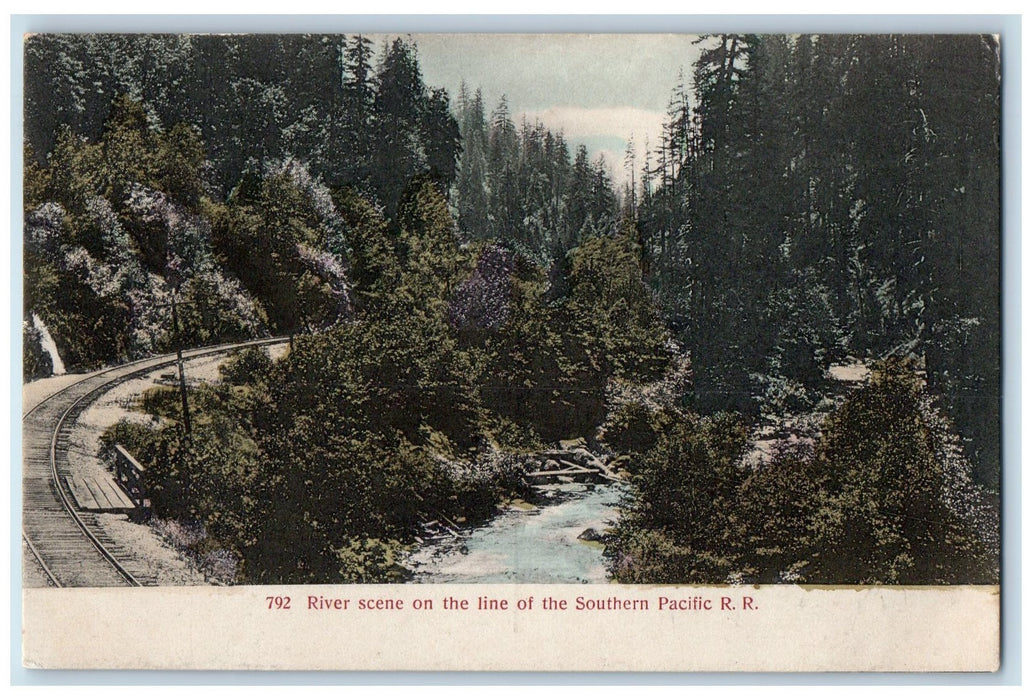 c1920s River Scene The Southern Pacific Railroad Mt. Shasta CA Unposted Postcard