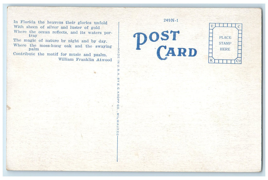 c1940s Thomas A. Edison Bridge Ship View Fort Myers Florida FL Unposted Postcard
