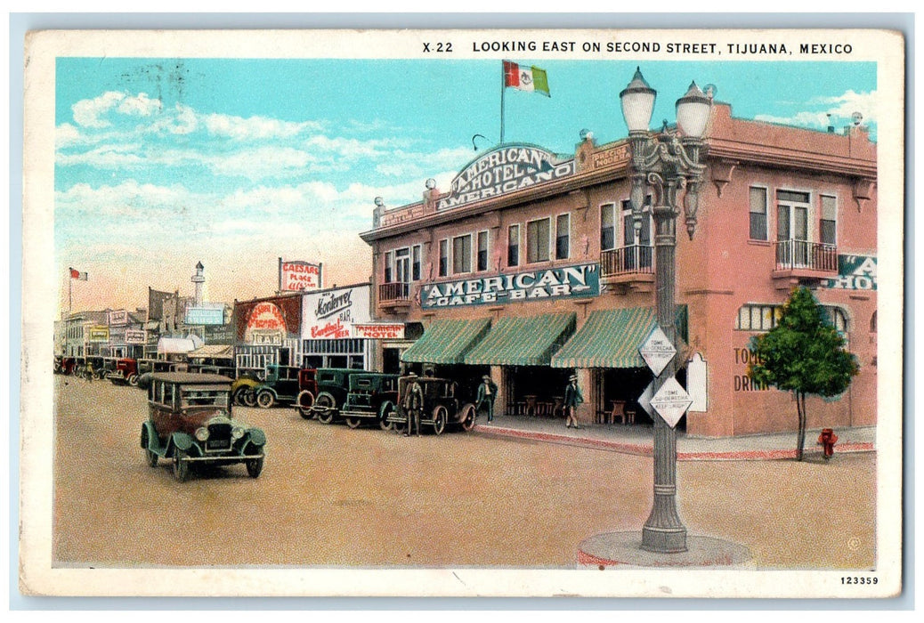 c1940s Looking East On Second Street Tijuana Mexico MX Unposted Vintage Postcard