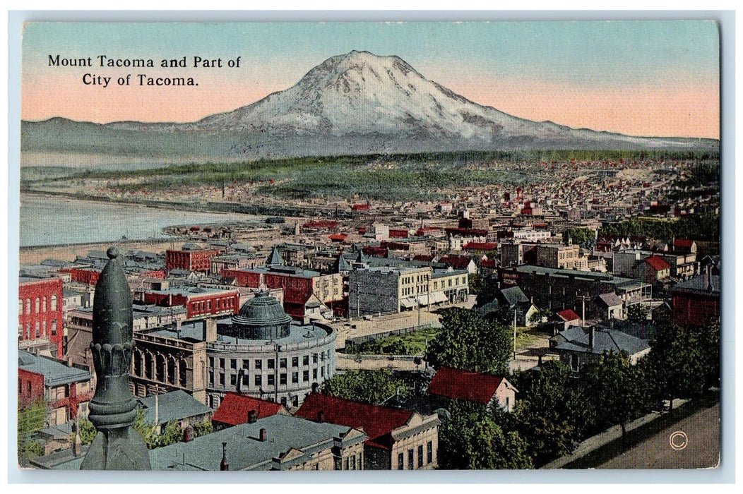 c1940s Mount Tacoma And Part Of City Of Tacoma Washington WA Unposted Postcard