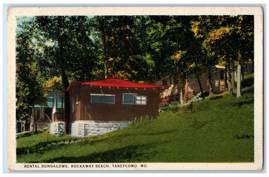 1920 Rental Bungalows Rockaway Beach Taneycomo Missouri MO Posted Trees Postcard