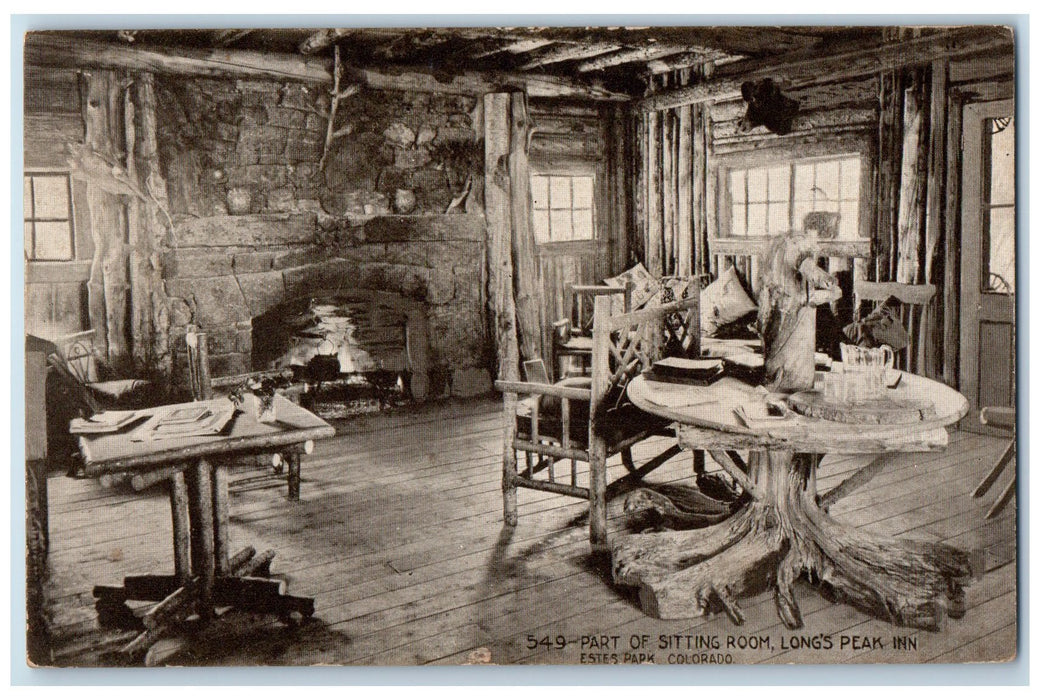 1941 Part Of Sitting Room Long's Peak Inn Scene Estes Park Colorado CO Postcard