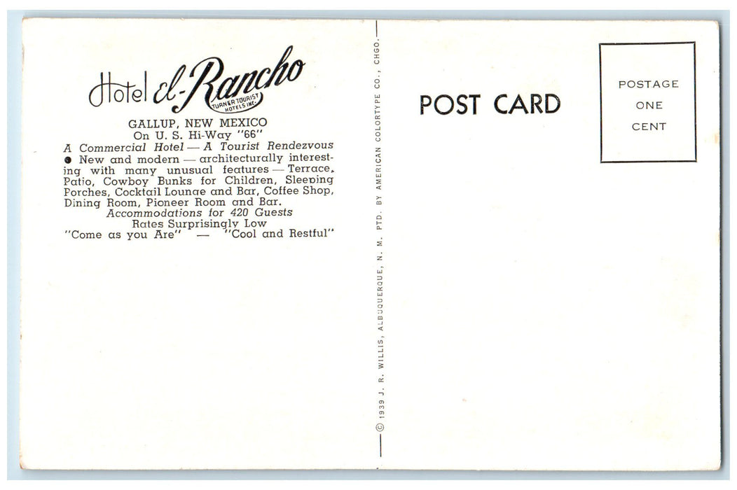 c1960s Hotel El Rancho Exterior Roadside Gallup New Mexico NM Unposted Postcard