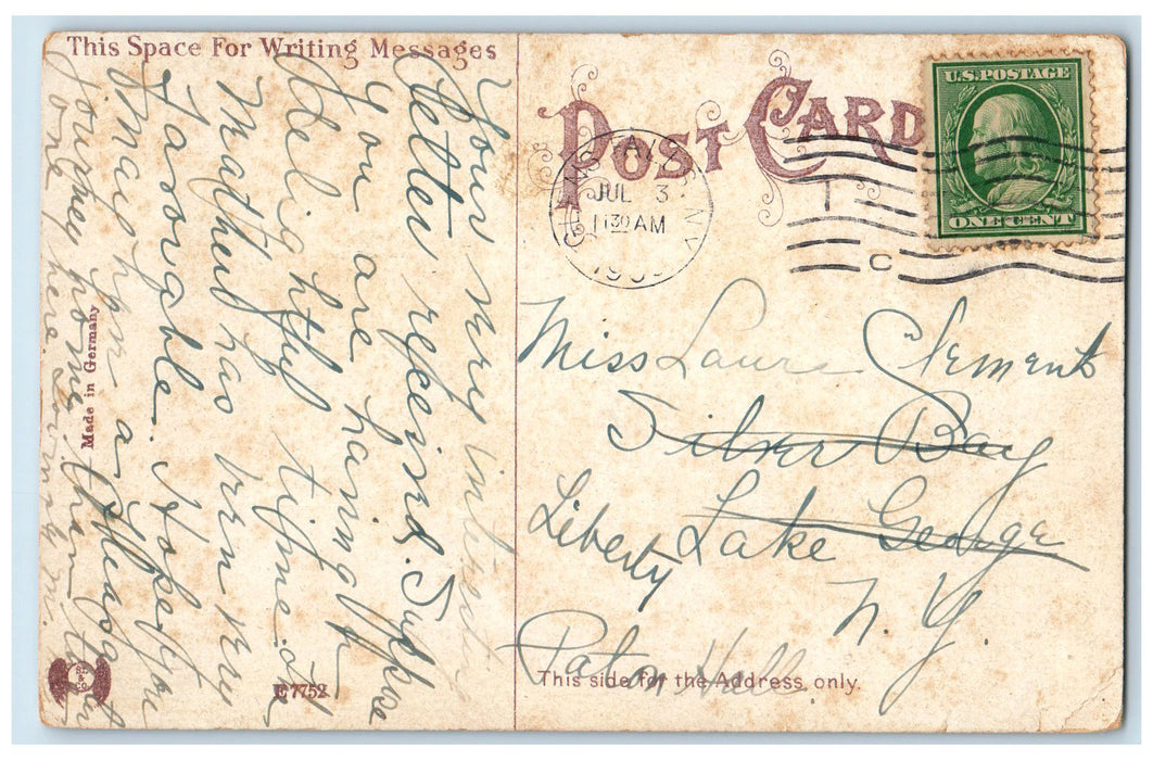 1906 High School Exterior Roadside Glen Falls New York NY Posted Trees Postcard