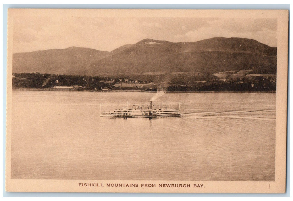 c1940s Fishkill Mountains From Newburgh Bay New York NY Unposted Ship Postcard