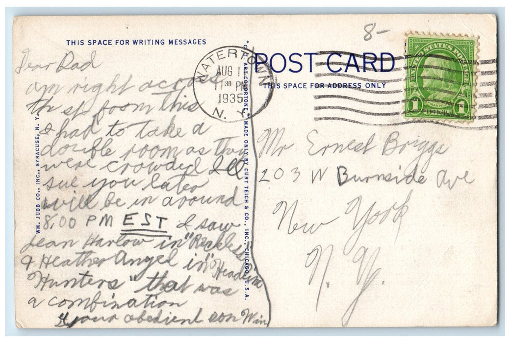 1935 Woolworth Building Exterior Public Square Watertown New York NY Postcard
