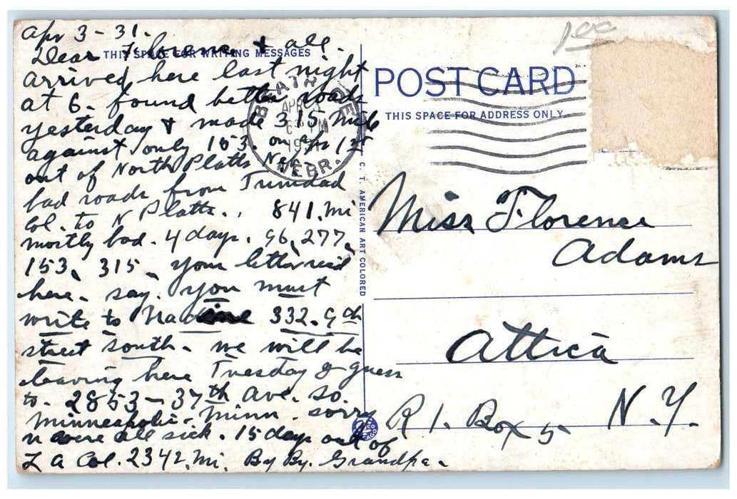 1931 Scene In Chautauqua Park Cars Scene Beatrice Nebraska NE Posted Postcard