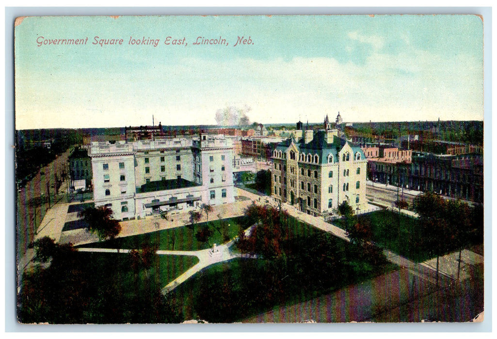 c1910s Governmental Square Looking East Lincoln Nebraska NE Unposted Postcard