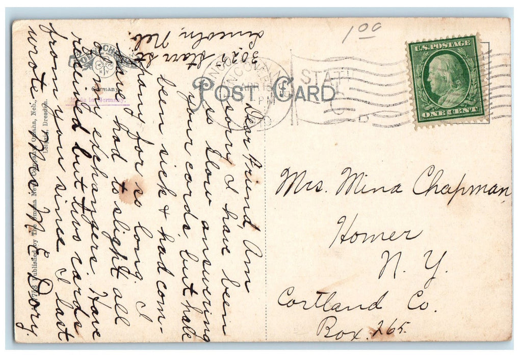 1910 Original Mail Building State University Lincoln Nebraska NE Posted Postcard