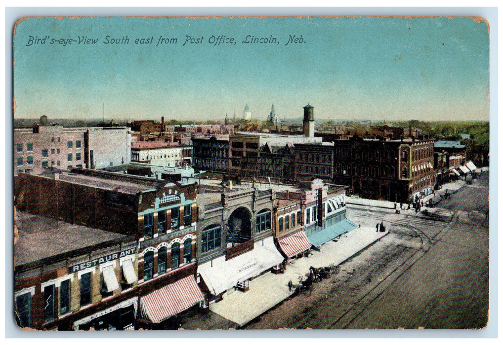 c1910s Bird's Eye View South East From Post Office Lincoln Nebraska NE Postcard