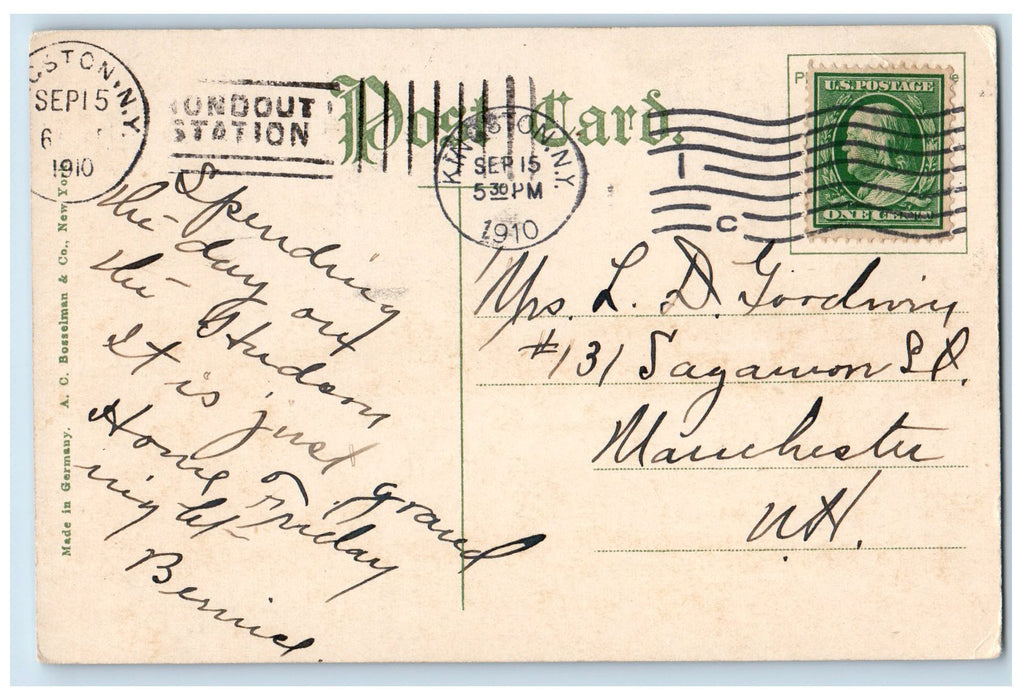 1910 West Point Steamship River Scene From Garrison New York NY Posted Postcard
