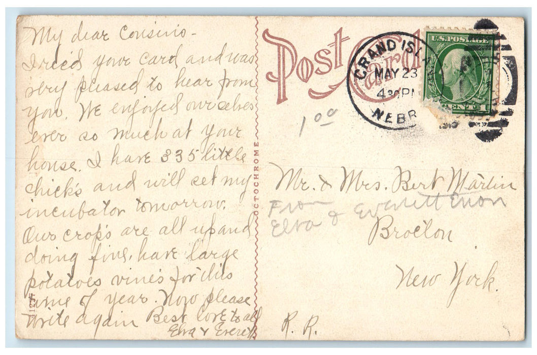 1913 Grand Island High School Exterior Grand Island Nebraska NE Posted Postcard