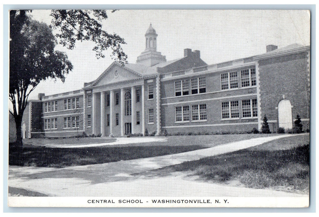 c1940s Central School Exterior Roadside Washingtonville New York NY Postcard