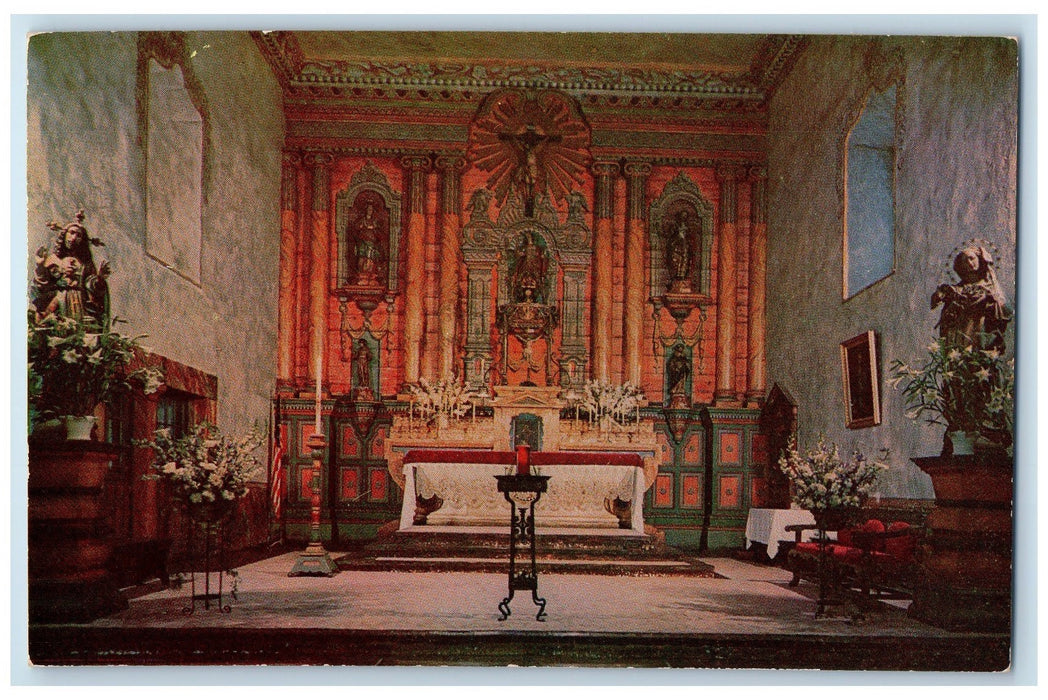 c1950's Main Altar & Indian Styles Reredos Santa Barbara California CA Postcard
