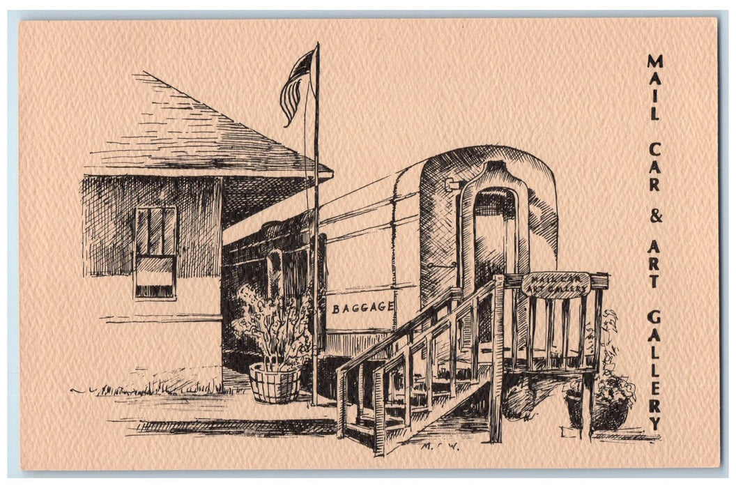 c1960s The Illinois Central Mail Car Art Gallery Illinois IL Unposted Postcard