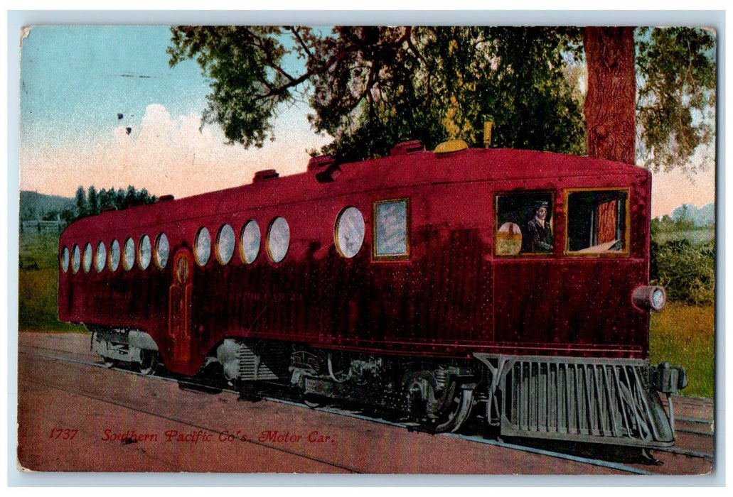 1916 Southern Pacific Company's Motor Car Rail Los Angeles CA Posted Postcard