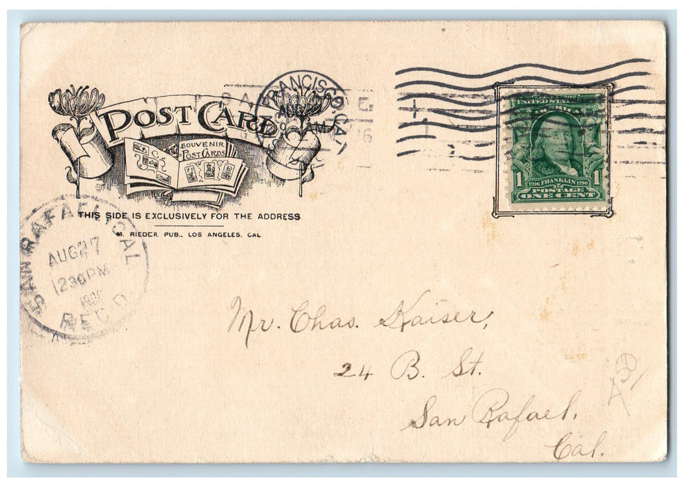 1908 High School After The Earthquake San Jose California CA Posted Postcard