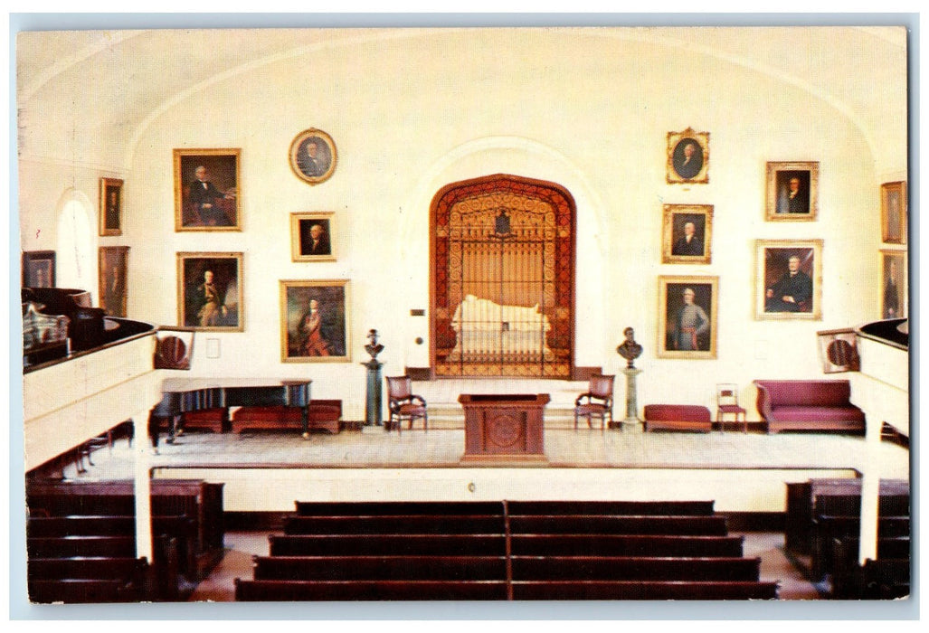 c1950's Interior Of Lee Chapel Paintings Statues Lexington Virginia VA Postcard