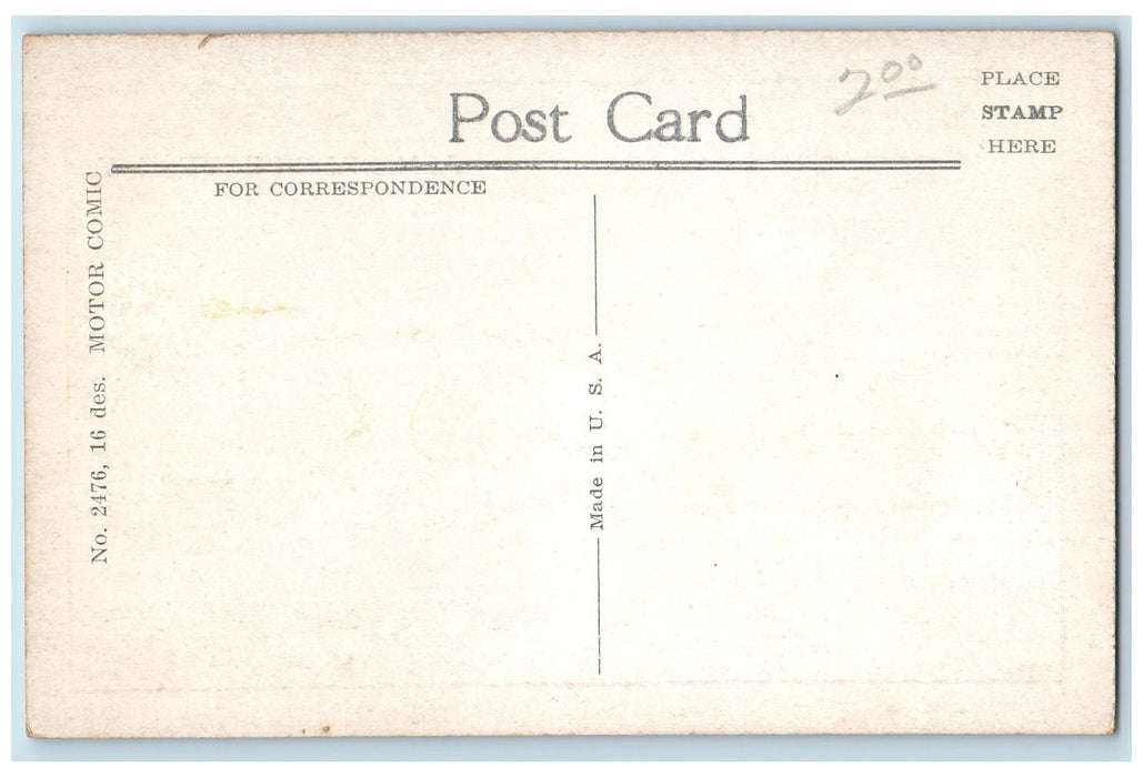 c1920's Taking The Joy Out Of Motoring Motor Comic Middle Grove NY Postcard