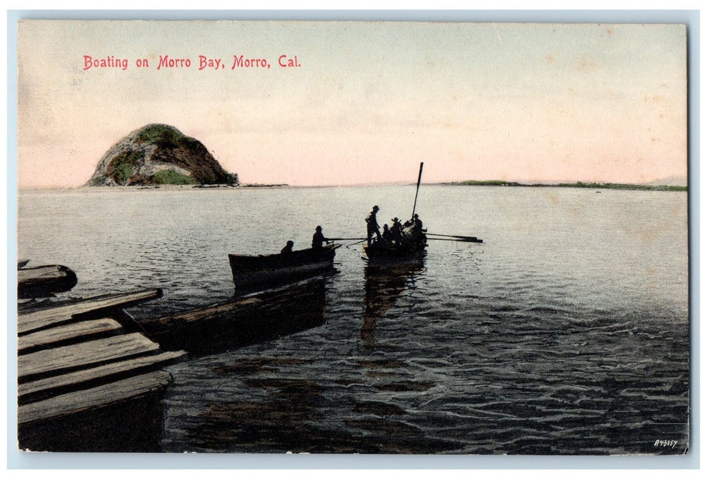 1909 Boating On Morro Bay Boating Harbor Scene Morro California CA Sea Postcard