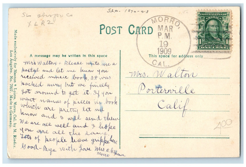 1909 Boating On Morro Bay Boating Harbor Scene Morro California CA Sea Postcard