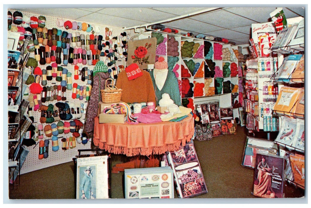 c1950 The Stamford Yarn Shop Crewel Sweater Kits Manchester Vermont VT Postcard