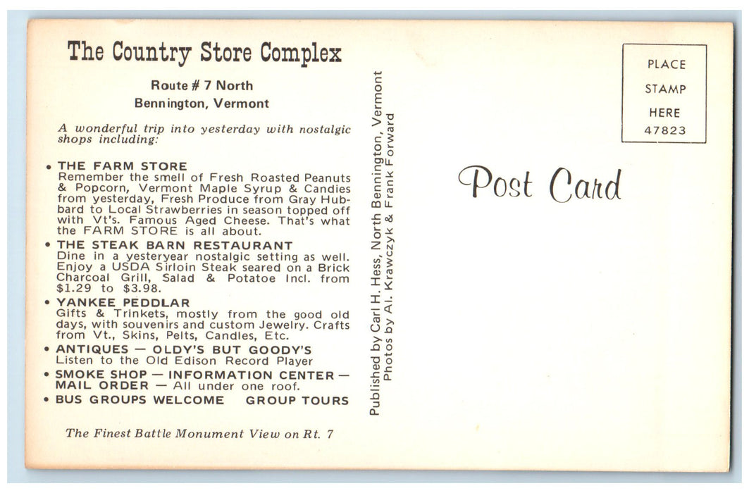 c1950 The Country Store Complex Restaurant Shops Bennington Vermont VT Postcard