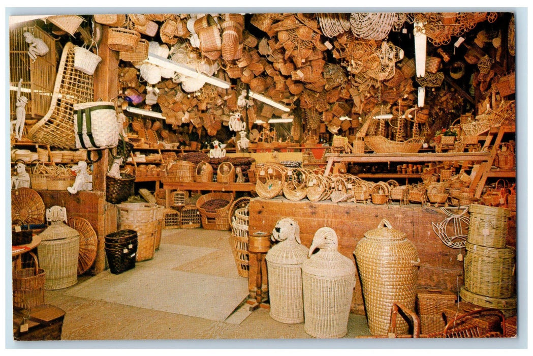 c1950 The Basket Barn Buckets Rattan Furniture Manchester Vermont VT Postcard