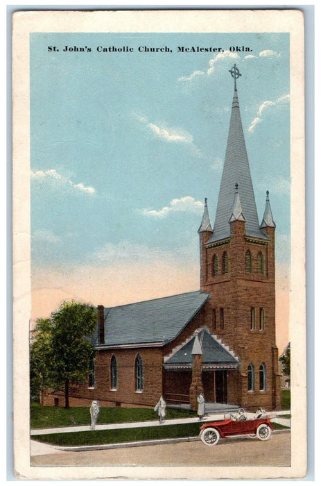 1917 St. John's Catholic Church Exterior McAlester Oklahoma OK Posted Postcard
