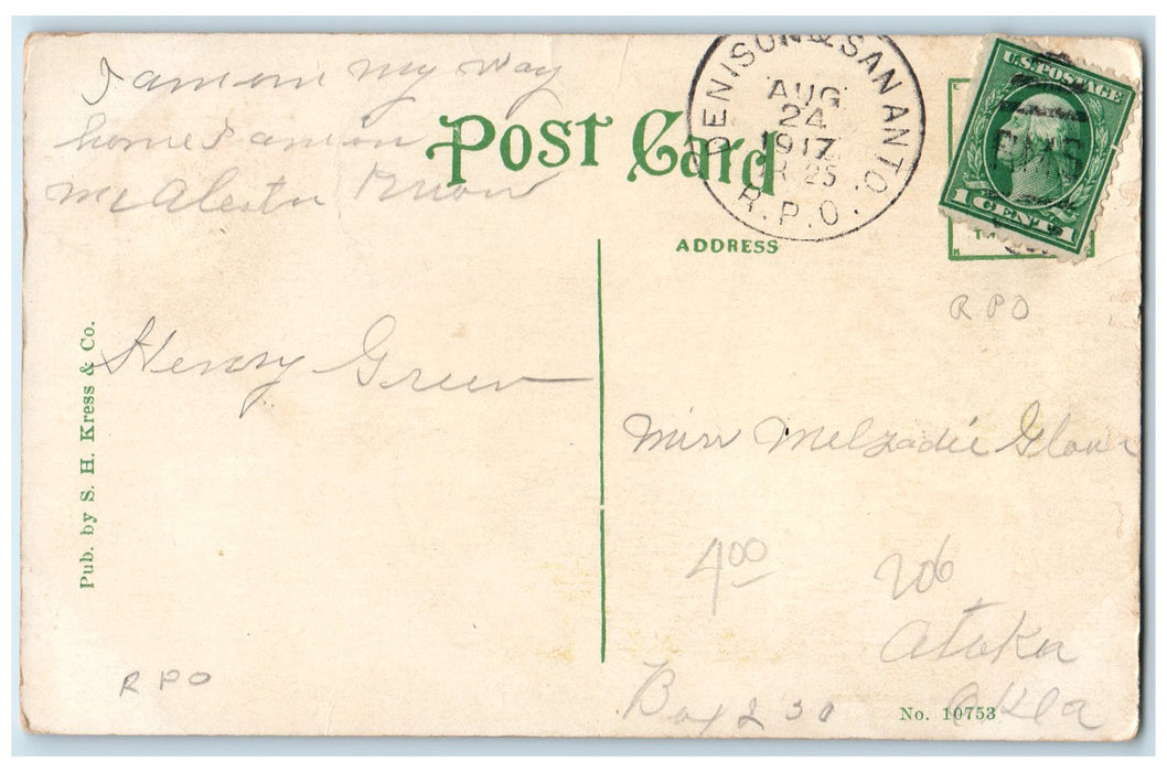 1917 St. John's Catholic Church Exterior McAlester Oklahoma OK Posted Postcard