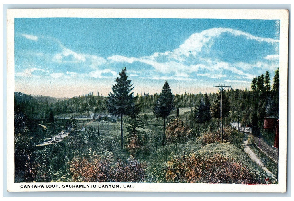 c1920's Cantara Loop Railroad Grove Sacramento Canyon California CA Postcard