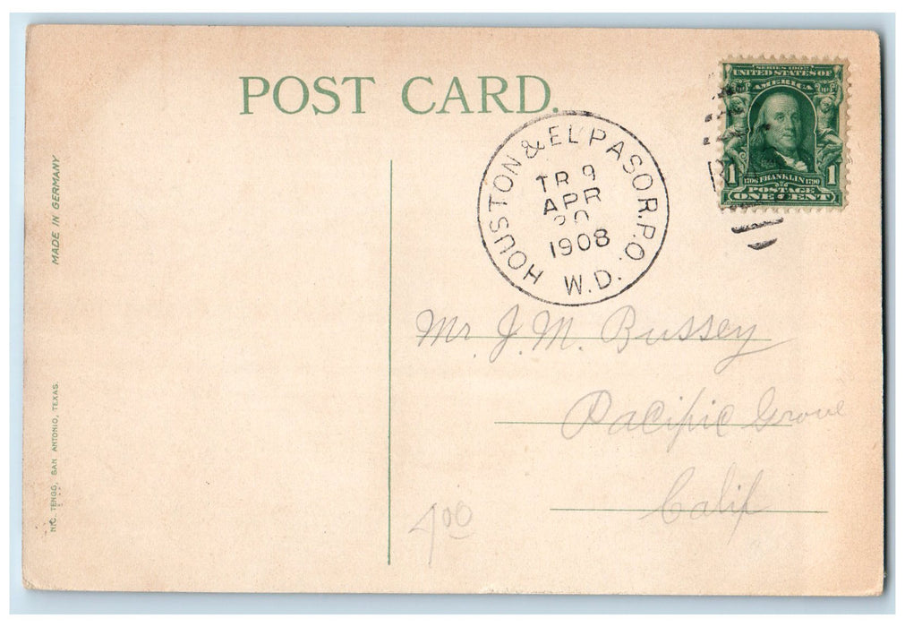 1908 Mill Bridge And River Scene San Antonio Texas TX Posted Vintage Postcard