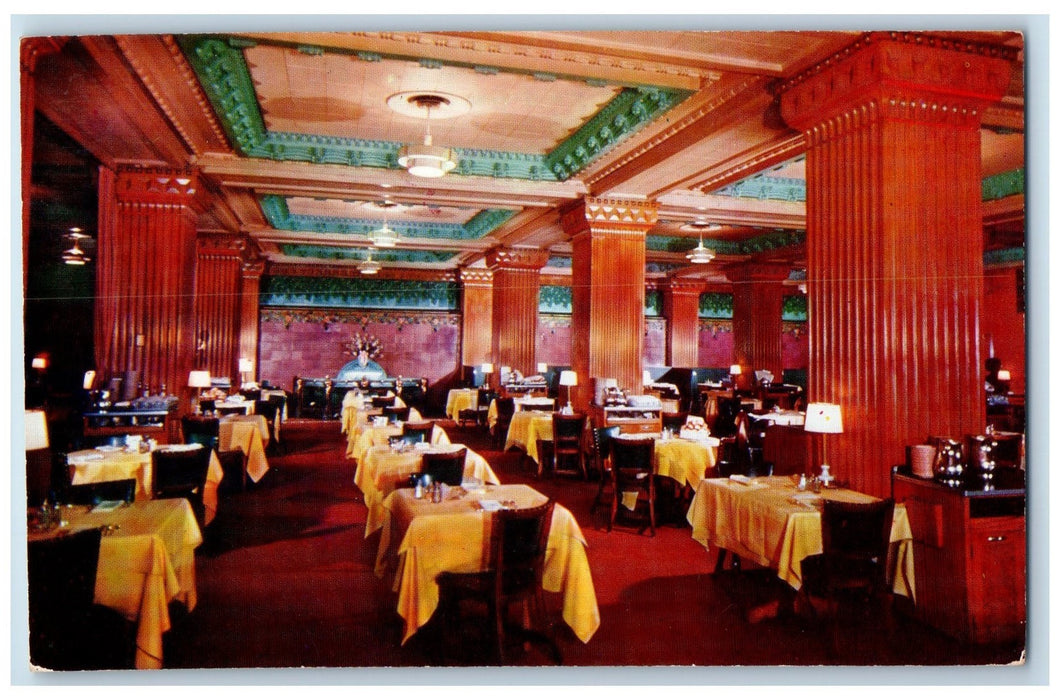 c1950's Hotel Utah Coffee Shop Interior Restaurant Salt Lake City Utah Postcard