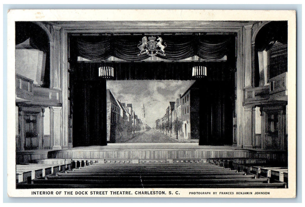 1961 Interior Dock Street Theater Curtain Charleston South Carolina SC Postcard