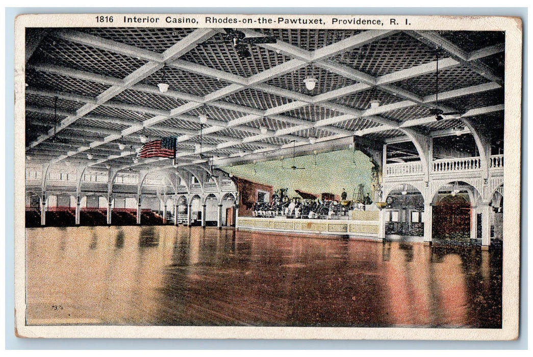 c1920's Interior Casino Rhodes On Pawtuxet Providence Rhode Island RI Postcard