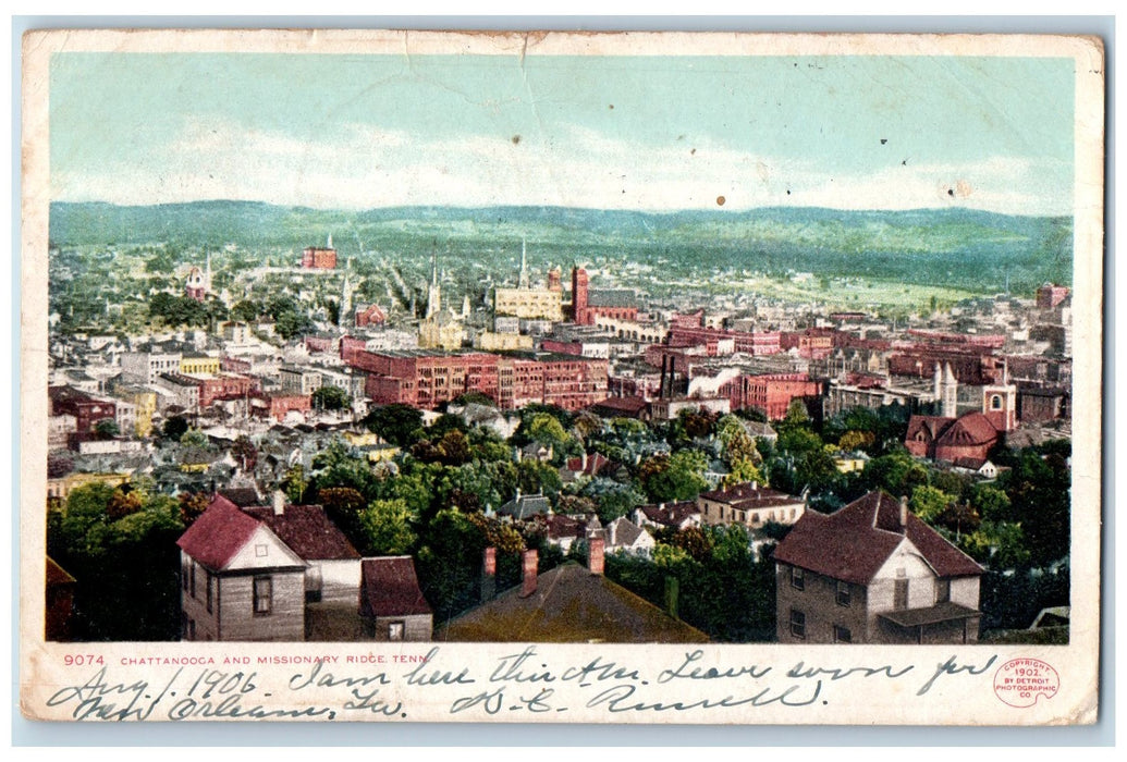 1906 Chattanooga & Missionary Ridge Birds-Eye View Tennessee TE Posted Postcard