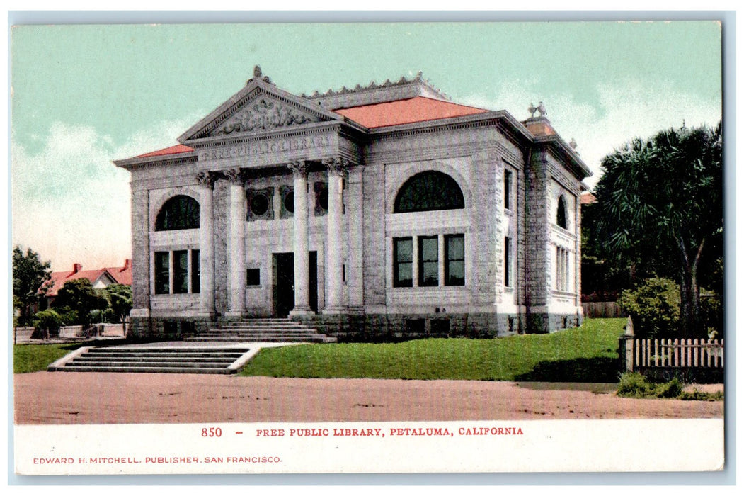 c1905s Free Public Library Roadside Petaluma California CA Unposted Postcard