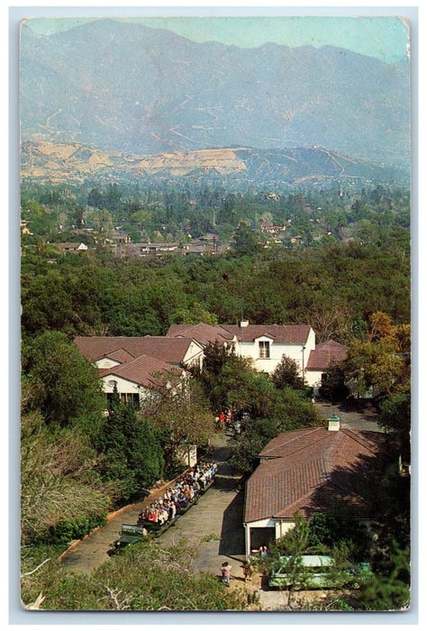 1961 Descanso Gardens Hospitality House Tour Cart Guests La Canada CA Postcard