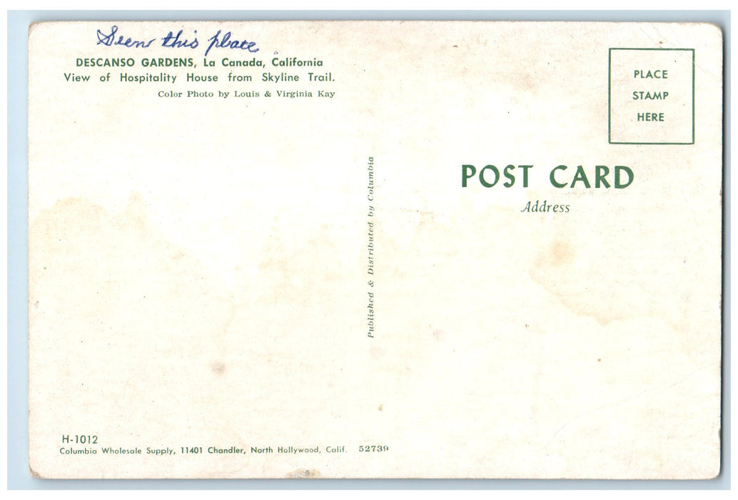 1961 Descanso Gardens Hospitality House Tour Cart Guests La Canada CA Postcard