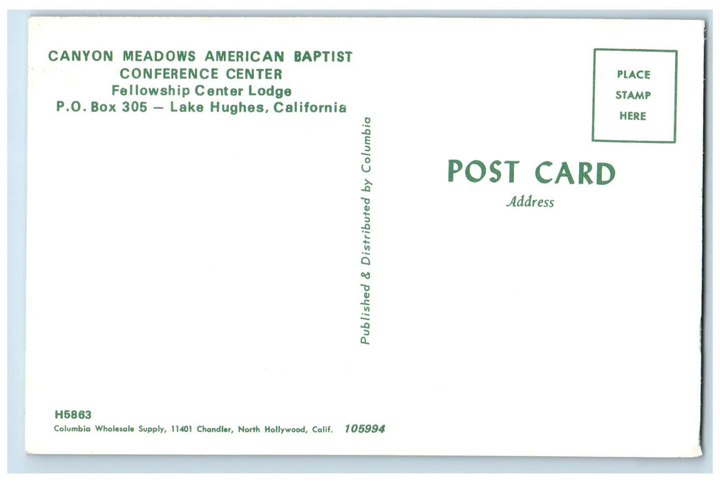 c1950 Canyon Meadows Fellowship Center Lodge Lake Hughes California CA Postcard