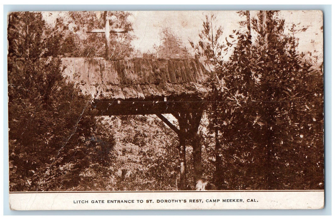 1909 Litch Entrance To St. Dorothy's Rest Camp Meeker California CA Postcard